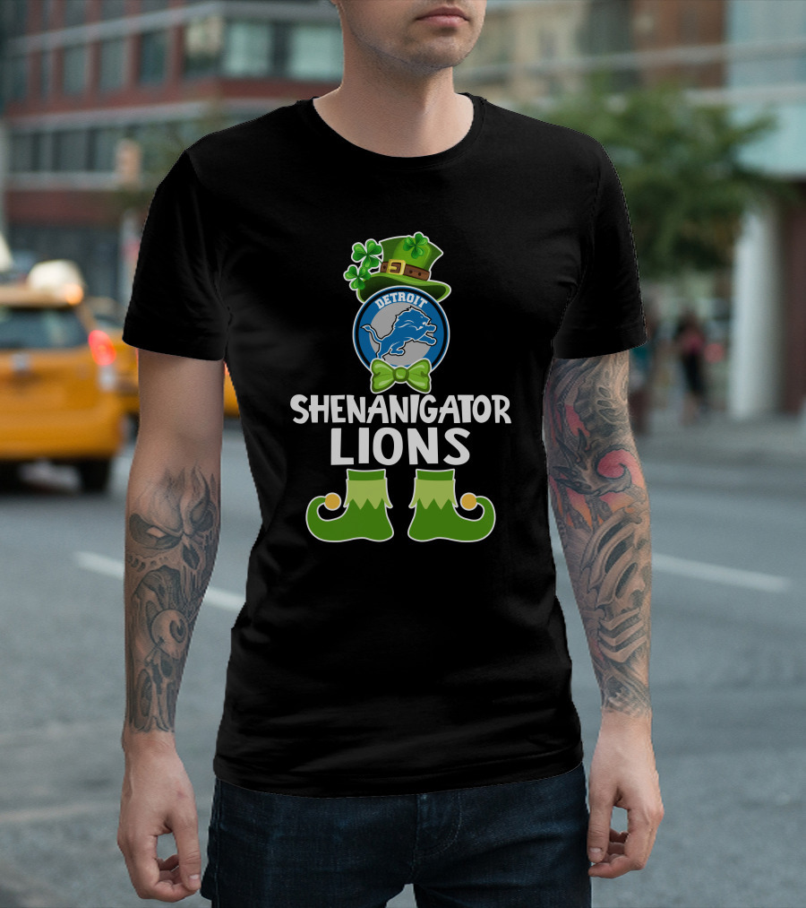 Detroit Shenanigator Leprechaun Lions St. Patrick's Day T-Shirt