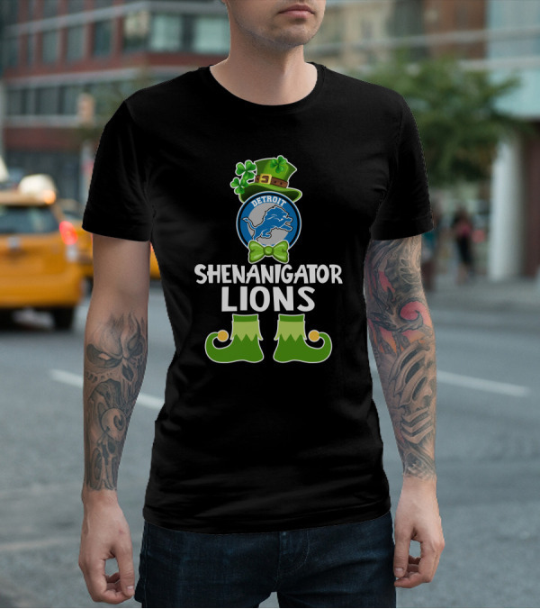 Detroit Shenanigator Leprechaun Lions St. Patrick's Day T-Shirt