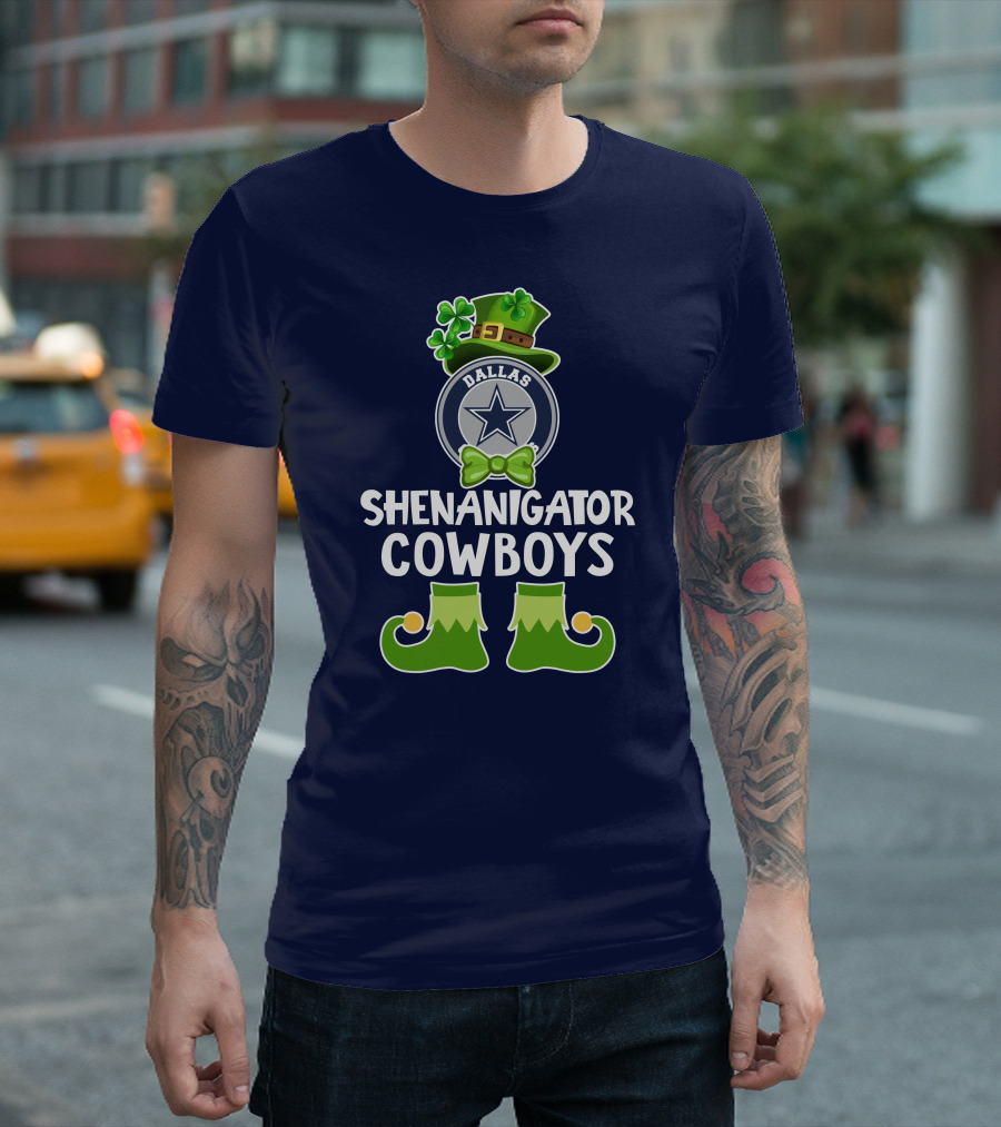 Shenanigator Dallas Cowboys Leprechaun St. Patrick's Day Fun T-Shirt