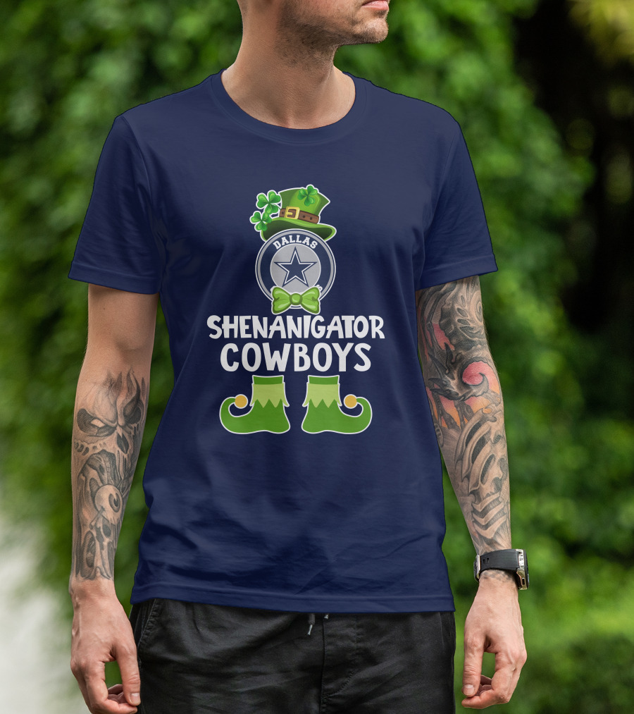 Shenanigator Dallas Cowboys Leprechaun St. Patrick's Day Fun T-Shirt
