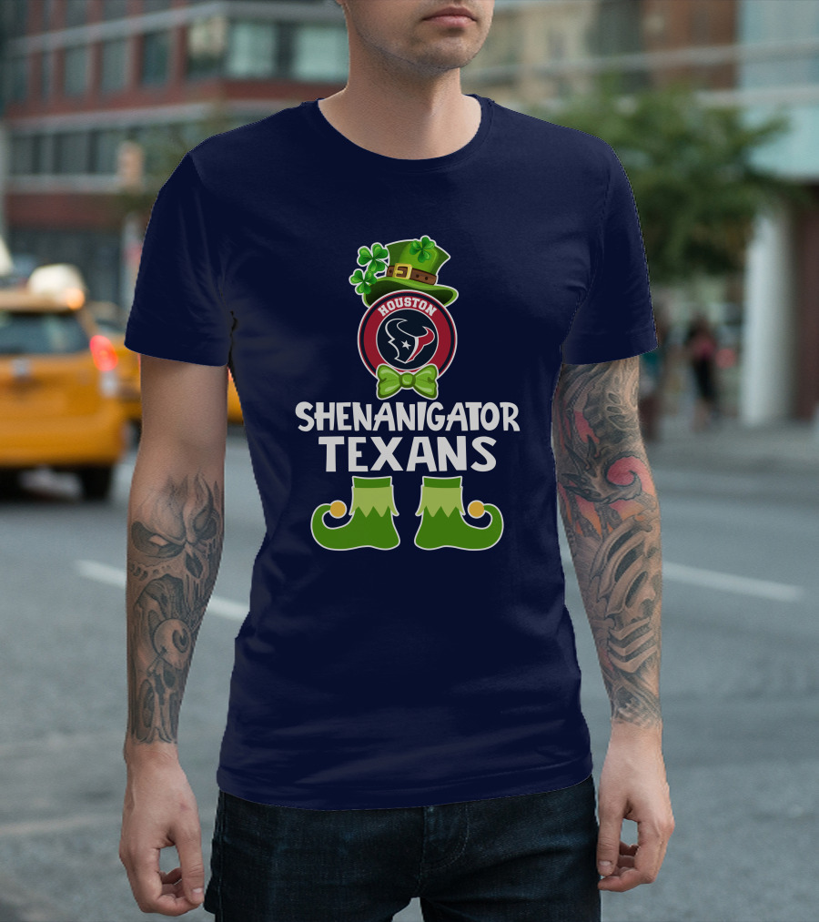 Shenanigator Houston Texans Leprechaun St. Patrick's Day T-Shirt