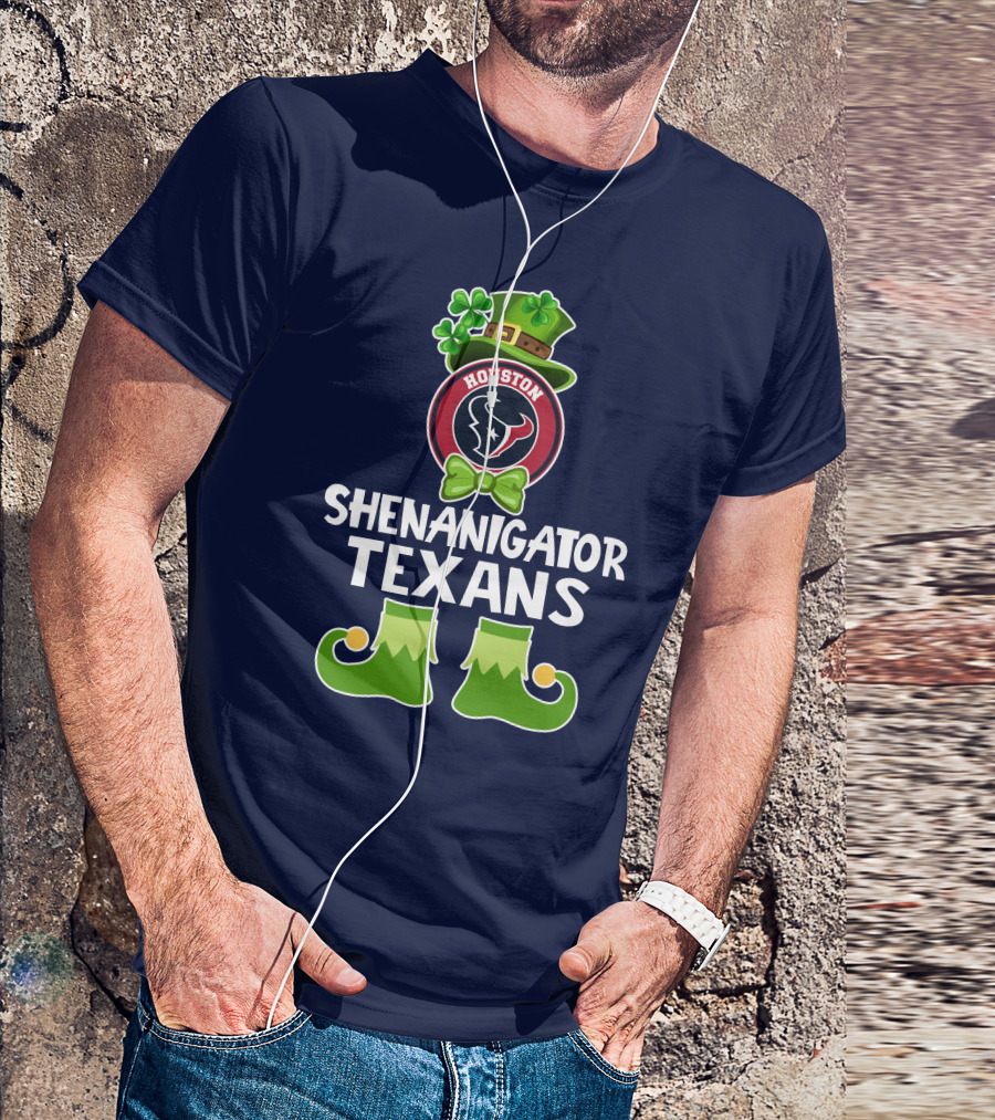 Shenanigator Houston Texans Leprechaun St. Patrick's Day T-Shirt