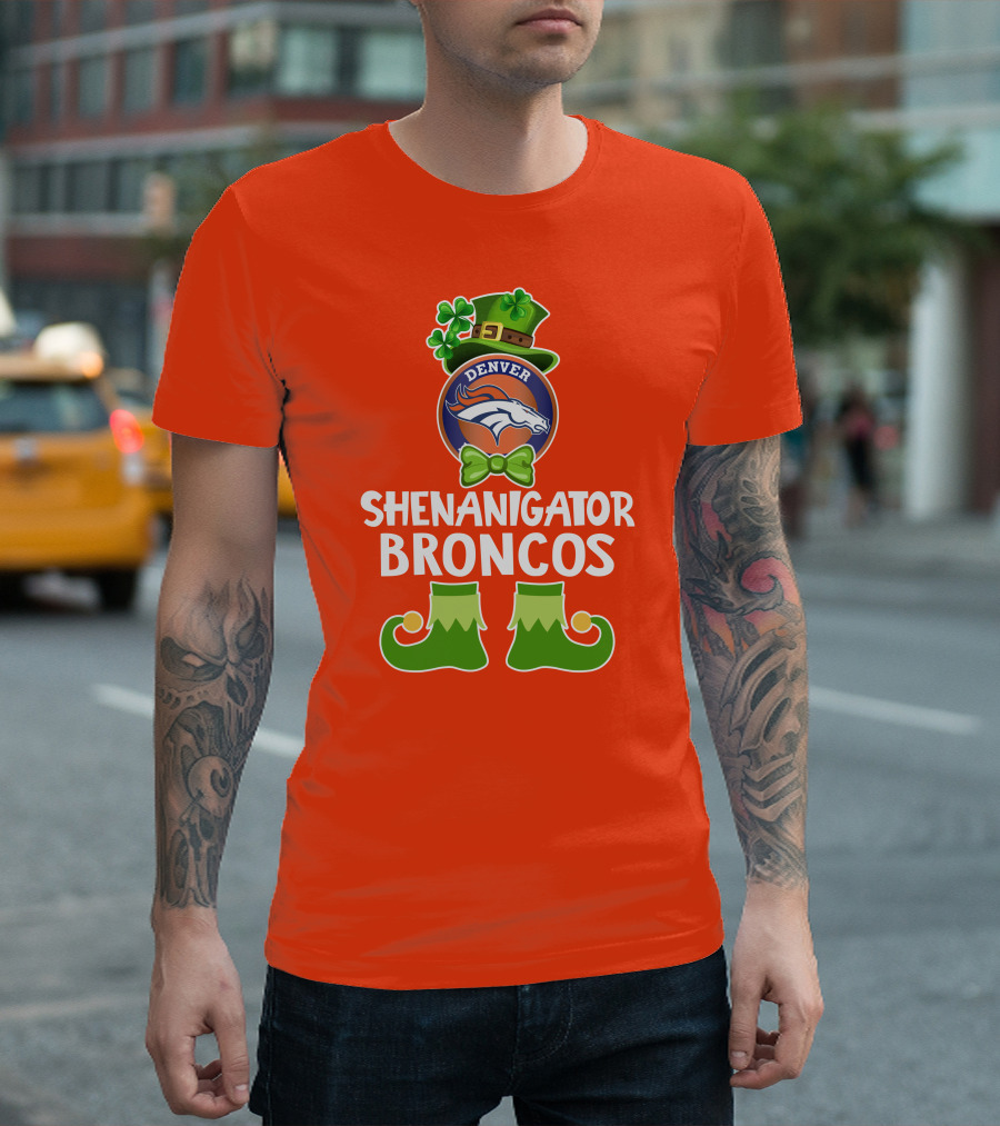 Shenanigator Denver Broncos Funny Leprechaun St. Patrick's Day T-Shirt