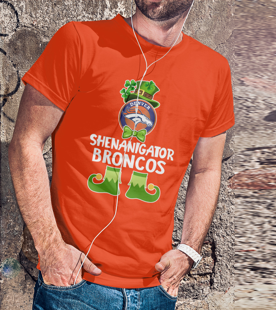 Shenanigator Denver Broncos Funny Leprechaun St. Patrick's Day T-Shirt