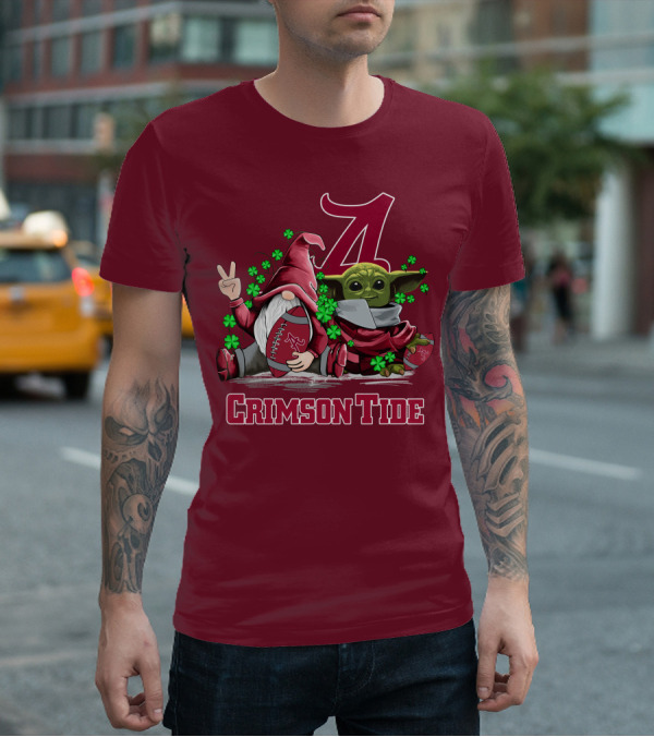 Leprechauns Gnomes Baby Yoda Alabama Crimson Tide Football T-Shirt