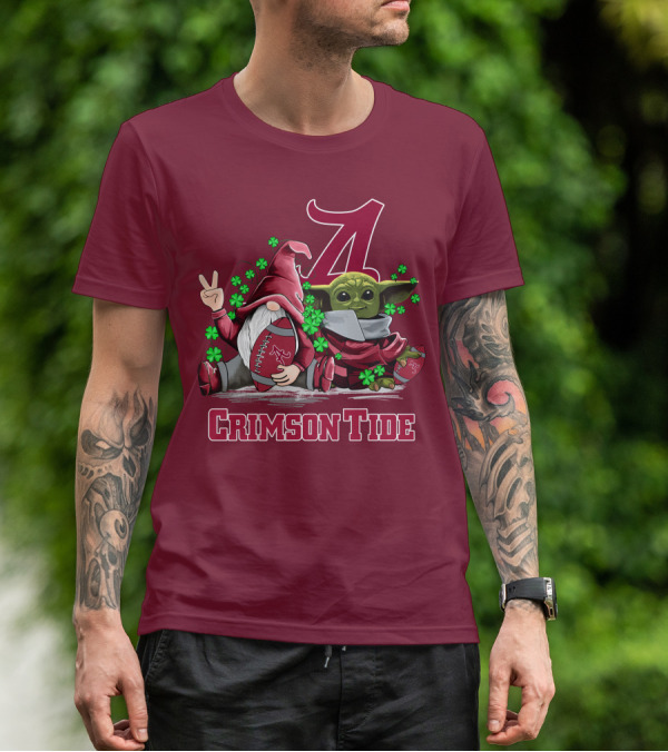 Leprechauns Gnomes Baby Yoda Alabama Crimson Tide Football T-Shirt
