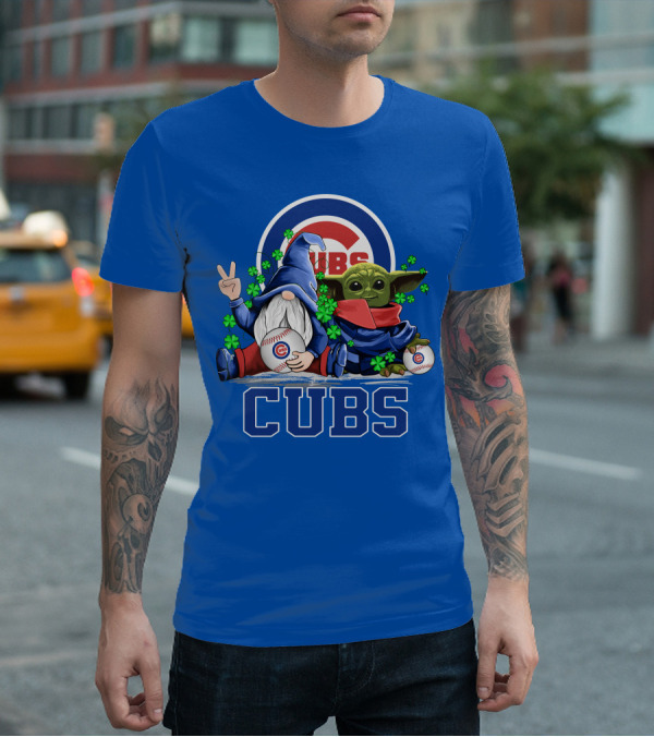 Chicago Cubs Leprechauns Gnomes Baby Yoda Baseball T-Shirt