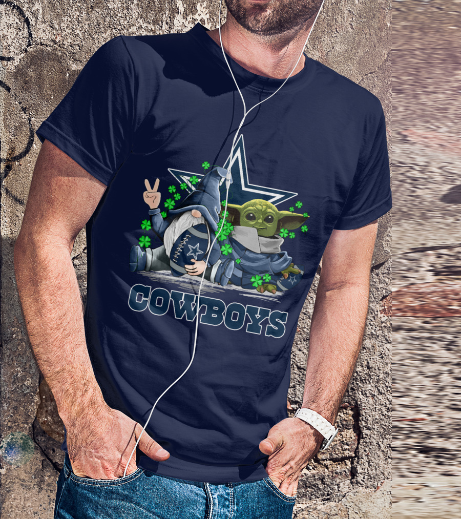 Cowboys Gnome Baby Yoda Shamrocks Dallas Football T-Shirt