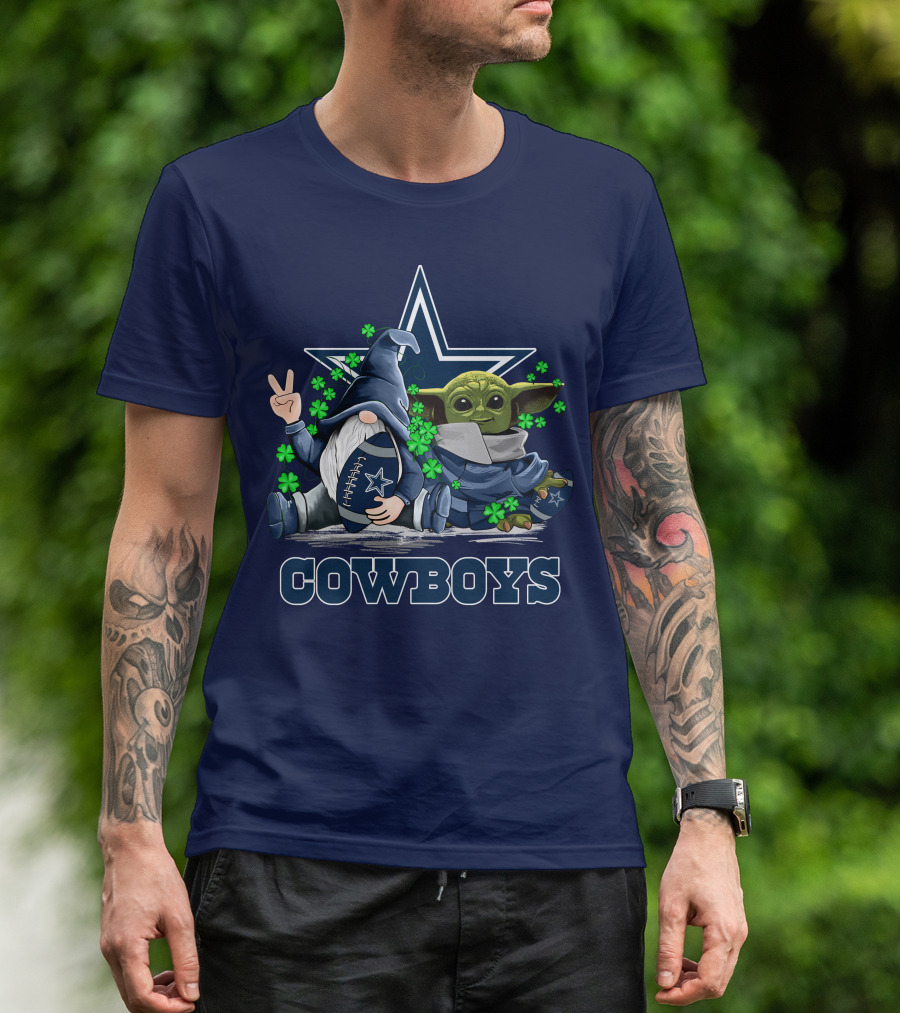Cowboys Gnome Baby Yoda Shamrocks Dallas Football T-Shirt