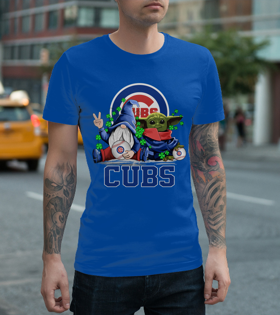 Chicago Cubs Leprechaun Gnome Baby Yoda Baseball Clover T-Shirt