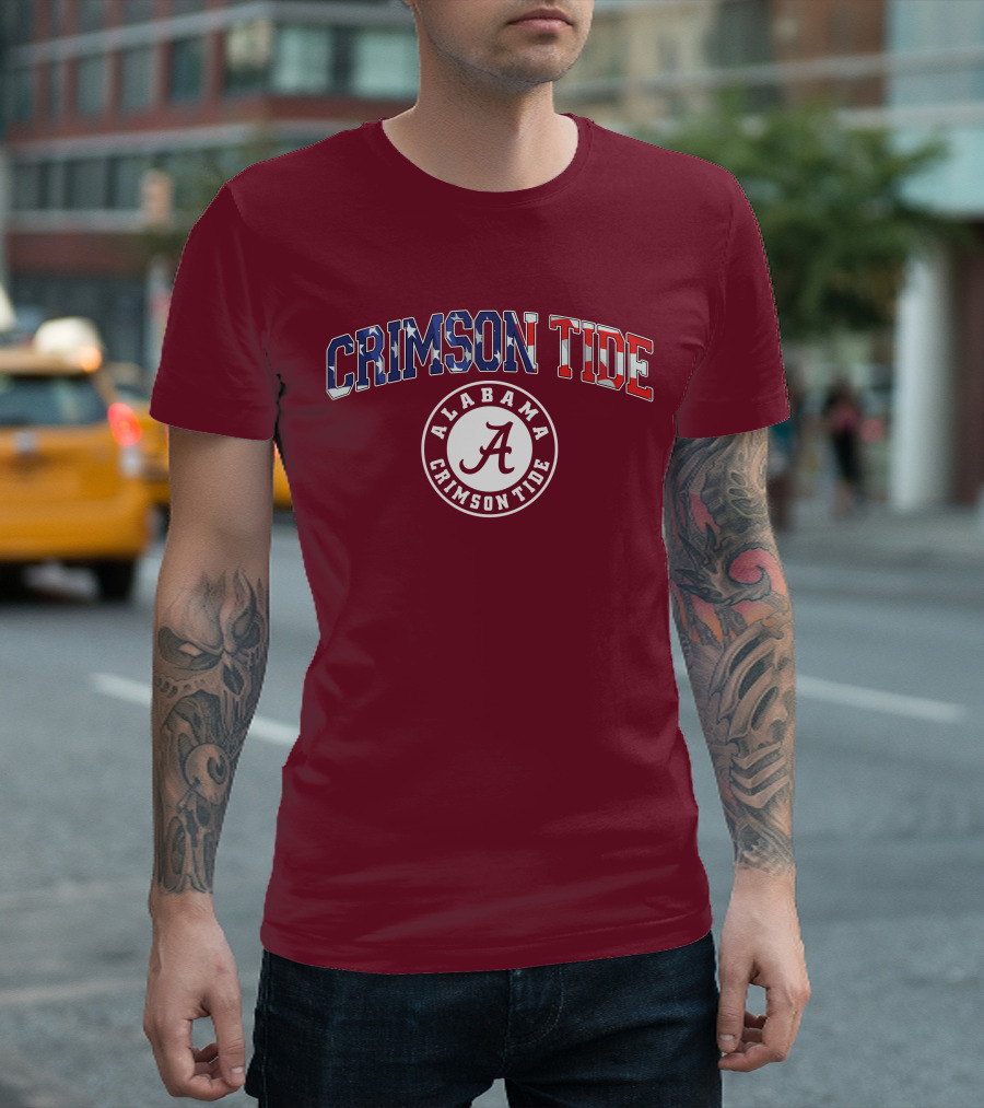 Alabama Crimson Tide American Flag Crimson Tide Circle T-Shirt