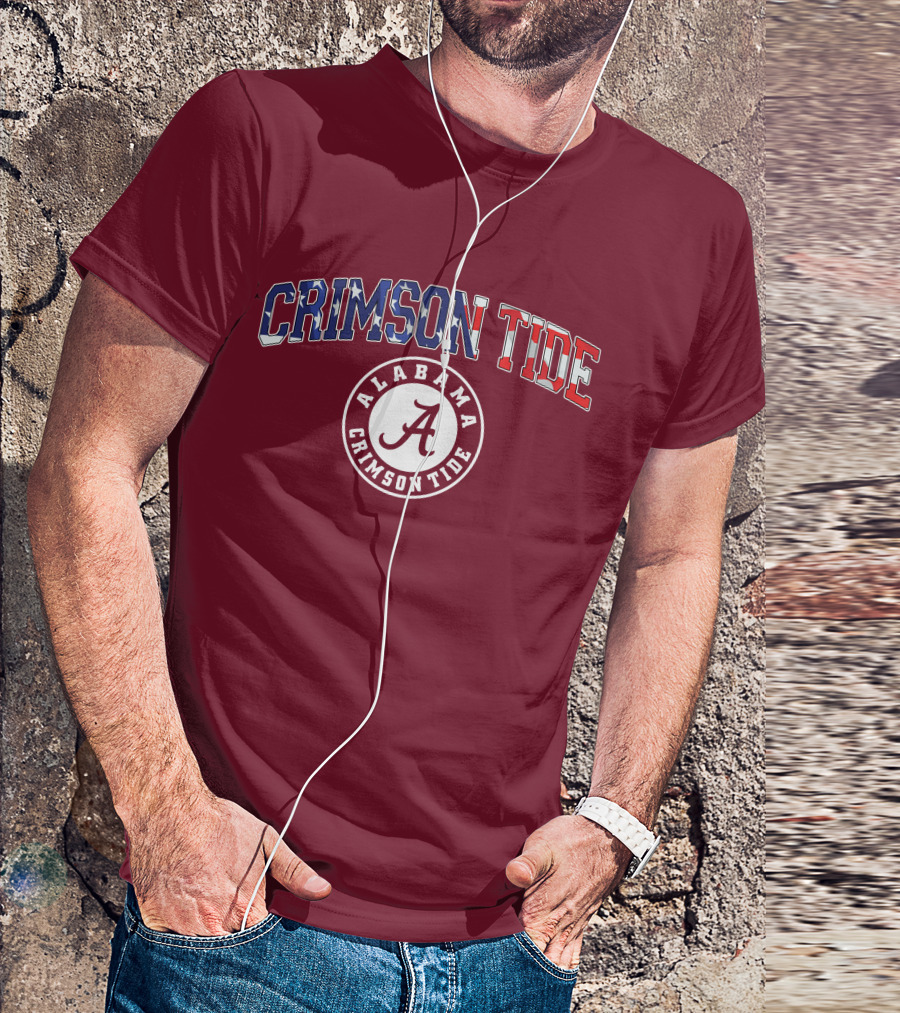 Alabama Crimson Tide American Flag Crimson Tide Circle T-Shirt