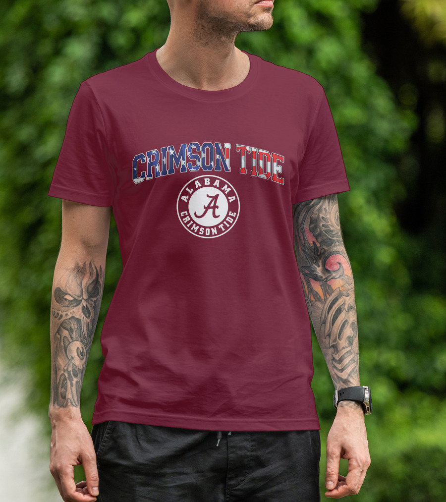 Alabama Crimson Tide American Flag Crimson Tide Circle T-Shirt