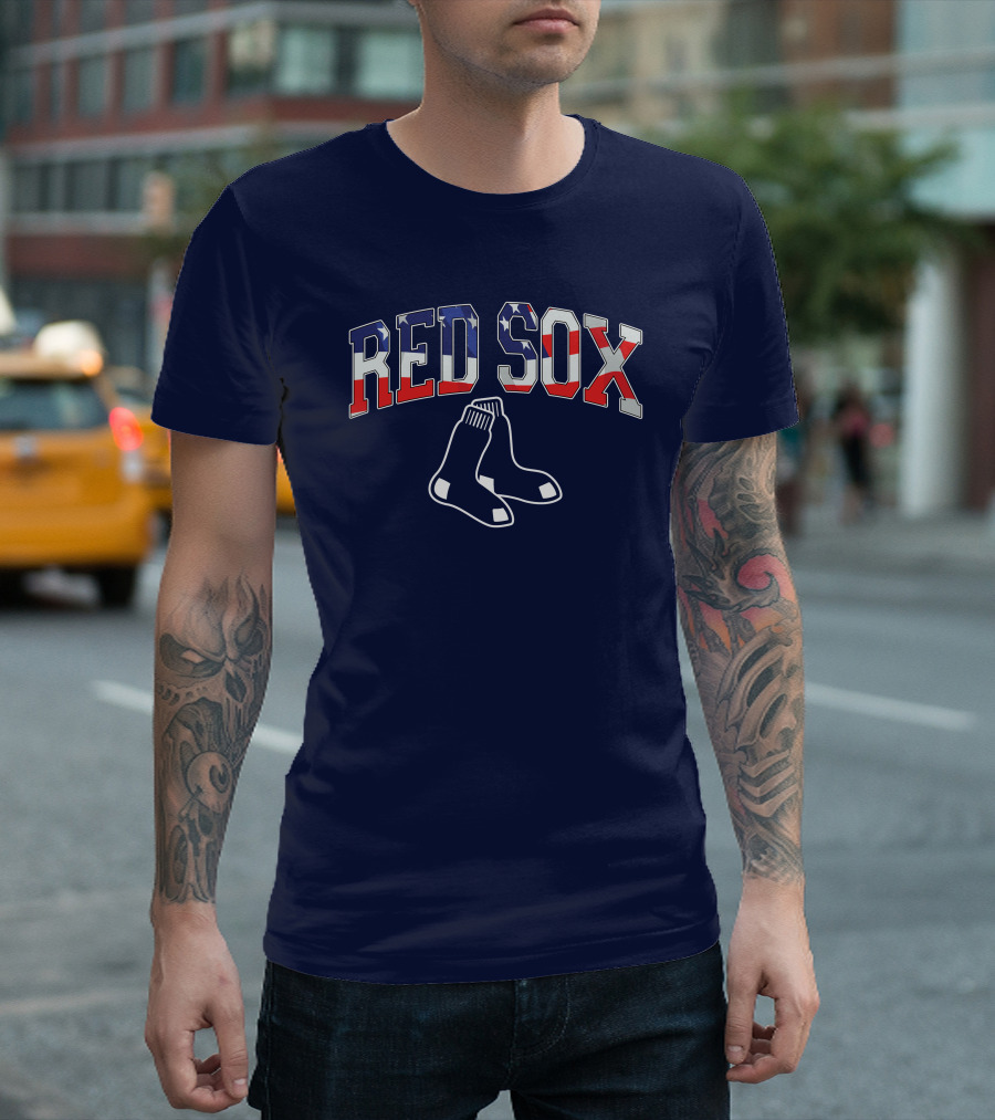 Boston Red Sox American Flag Socks T-Shirt