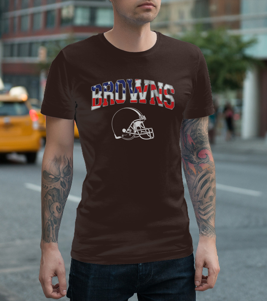 Browns American Flag Helmet T-Shirt
