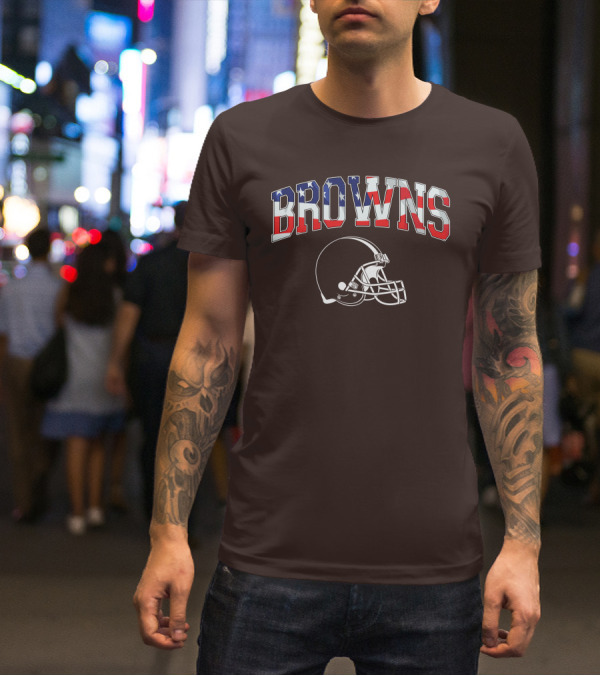 Browns American Flag Helmet T-Shirt