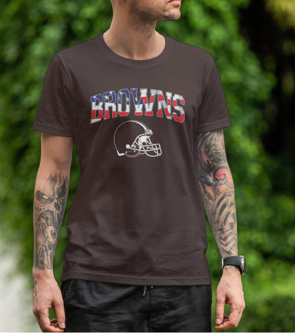 Browns American Flag Helmet T-Shirt