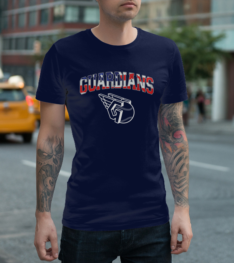 Guardians American Flag Baseball Emblem T-Shirt