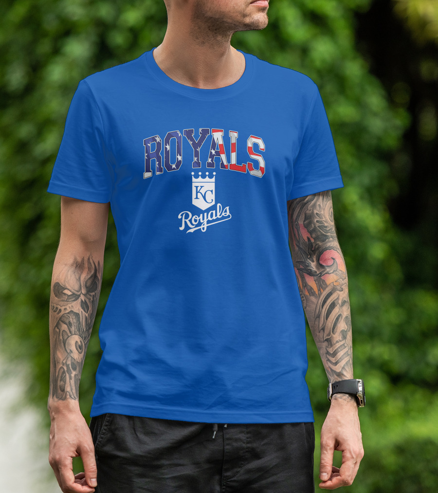 Kansas City Royals KC American Flag Logo Royals T-Shirt