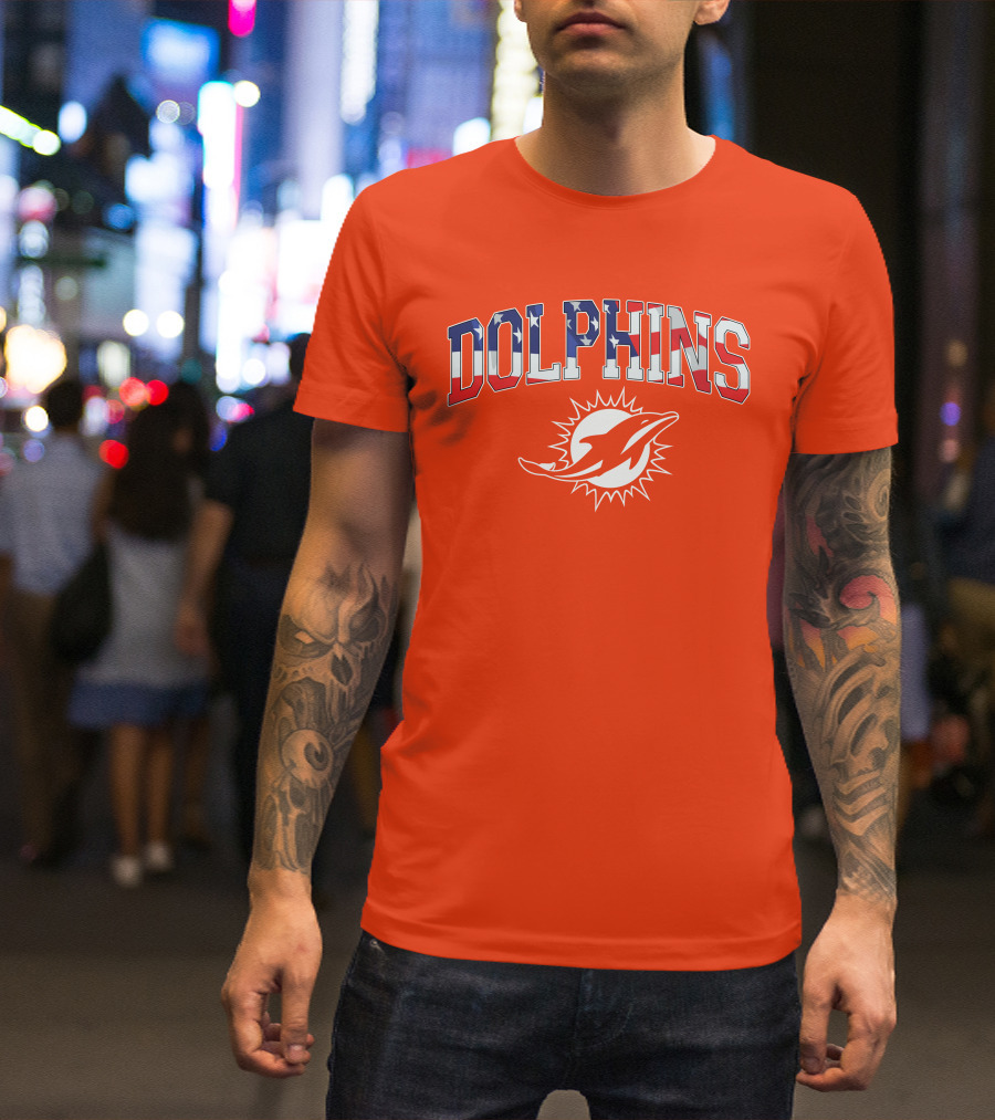 Dolphins American Flag Miami Football T-Shirt
