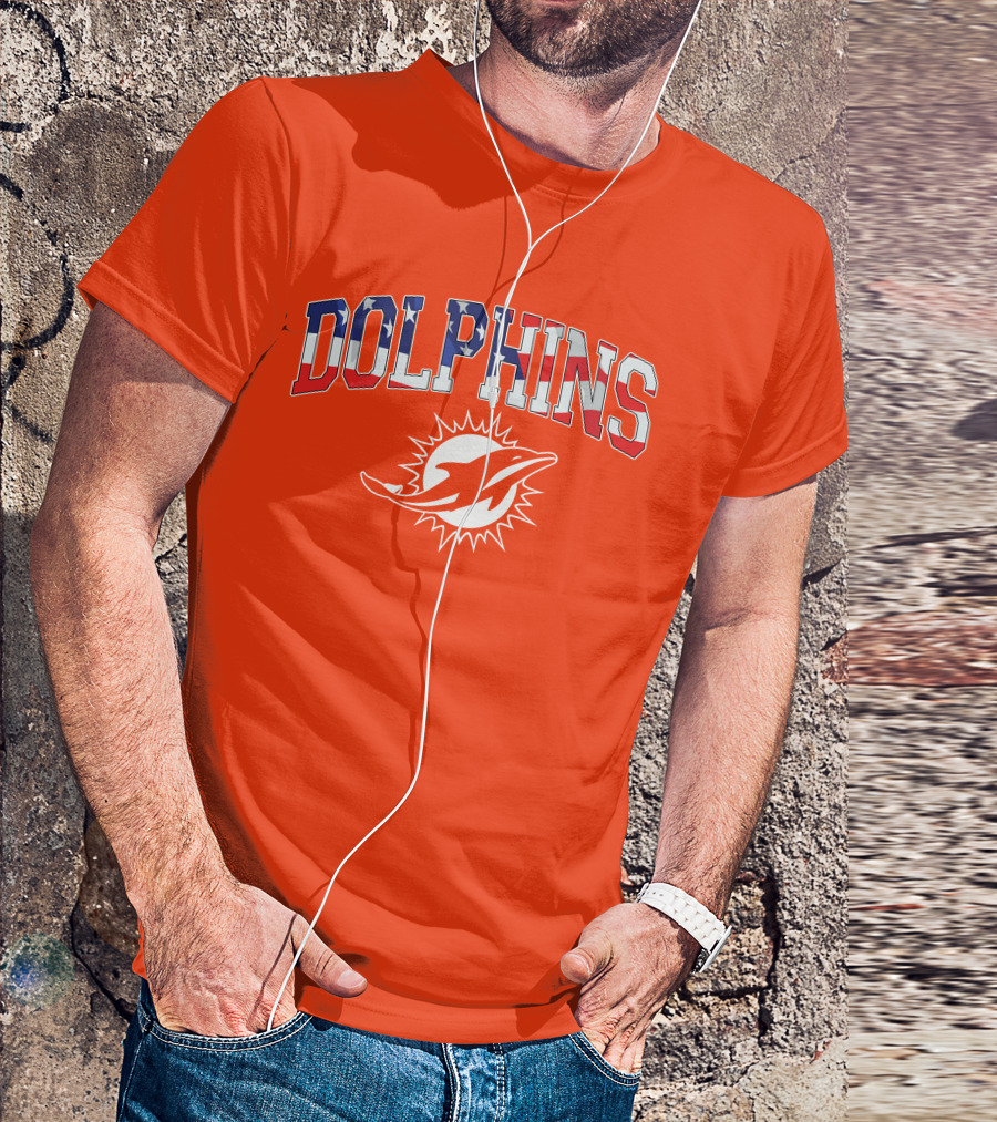 Dolphins American Flag Miami Football T-Shirt