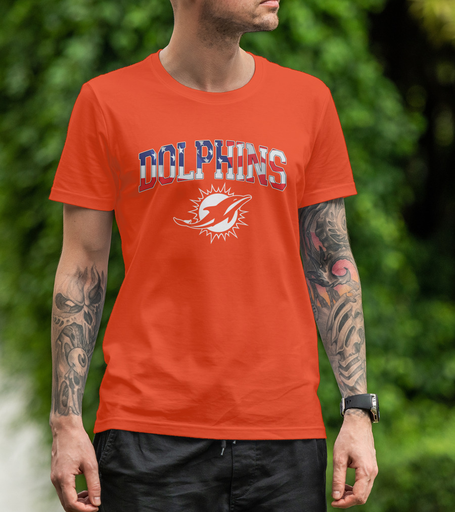 Dolphins American Flag Miami Football T-Shirt