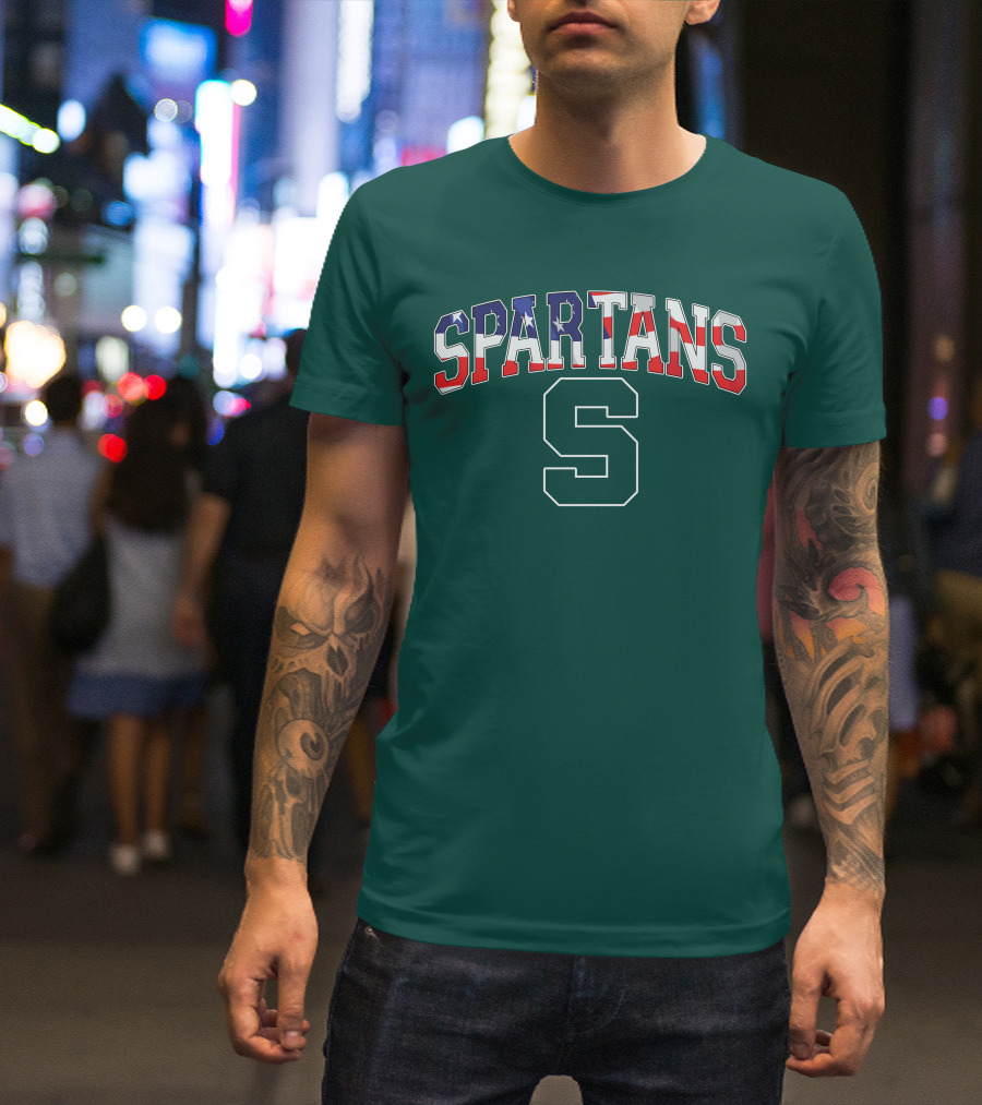 SPARTANS American Flag S T-Shirt