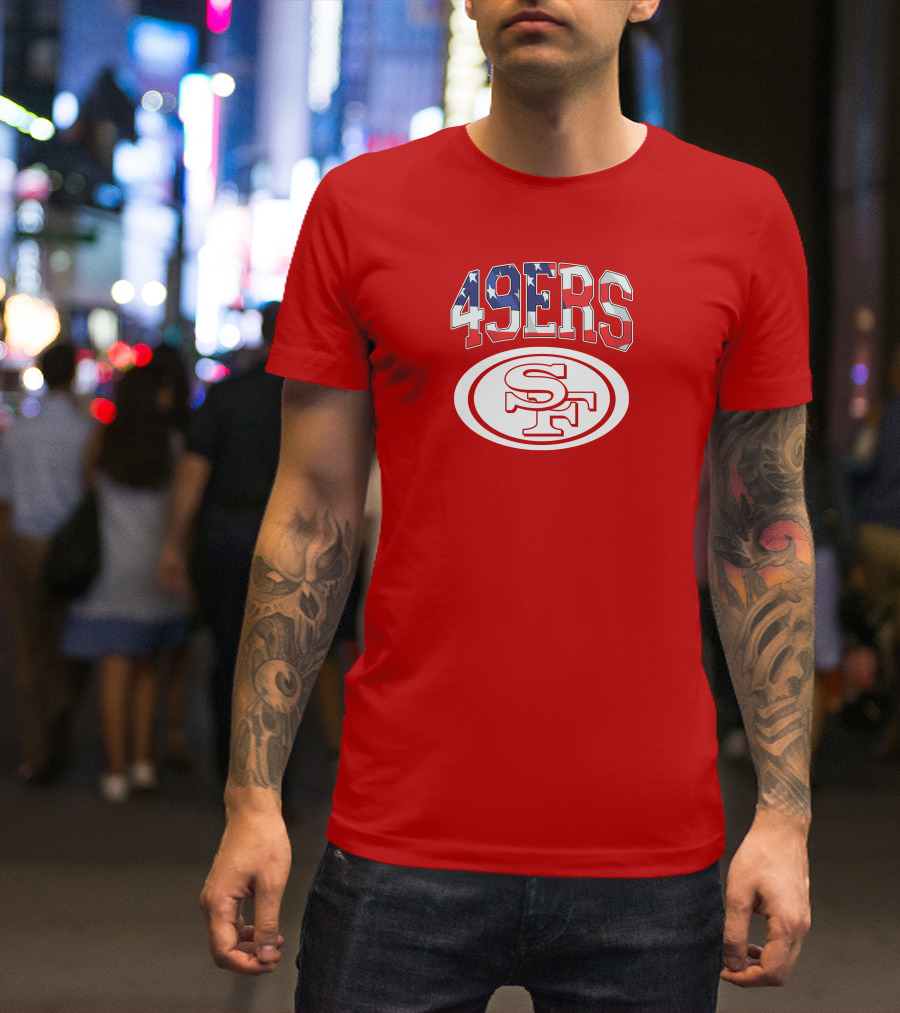 San Francisco 49ers 49ers American Flag SF Oval T-Shirt