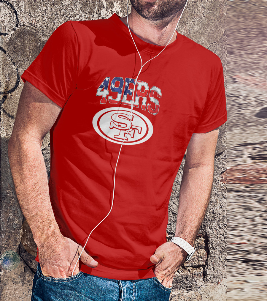 San Francisco 49ers 49ers American Flag SF Oval T-Shirt