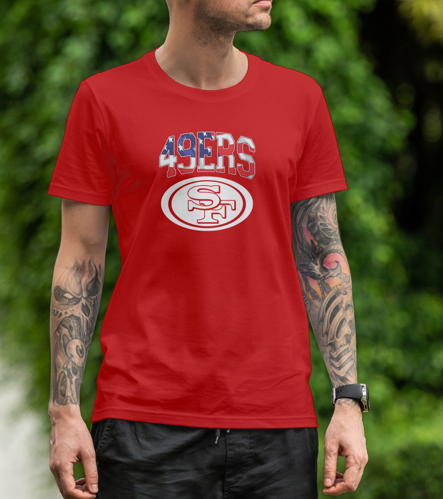 San Francisco 49ers 49ers American Flag SF Oval T-Shirt