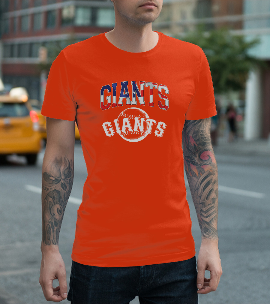 San Francisco Giants American Flag Baseball Letters USA T-Shirt