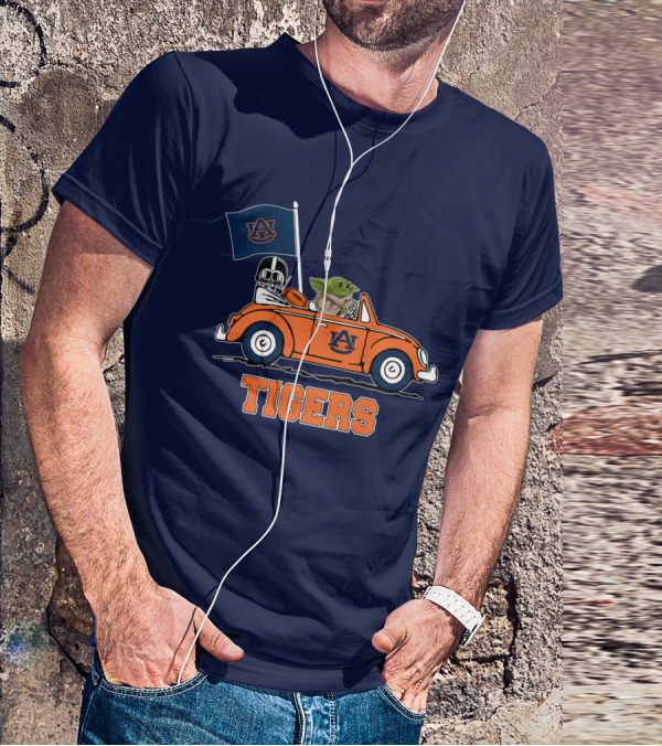 Auburn Tigers Darth Vader Baby Yoda Driving Car Star Wars T-Shirt