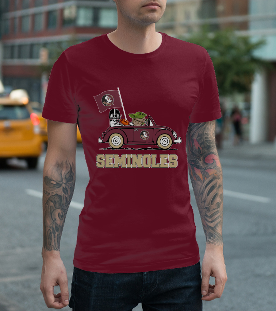 Seminoles Darth Vader Baby Yoda Driving Florida State Star Wars T-Shirt
