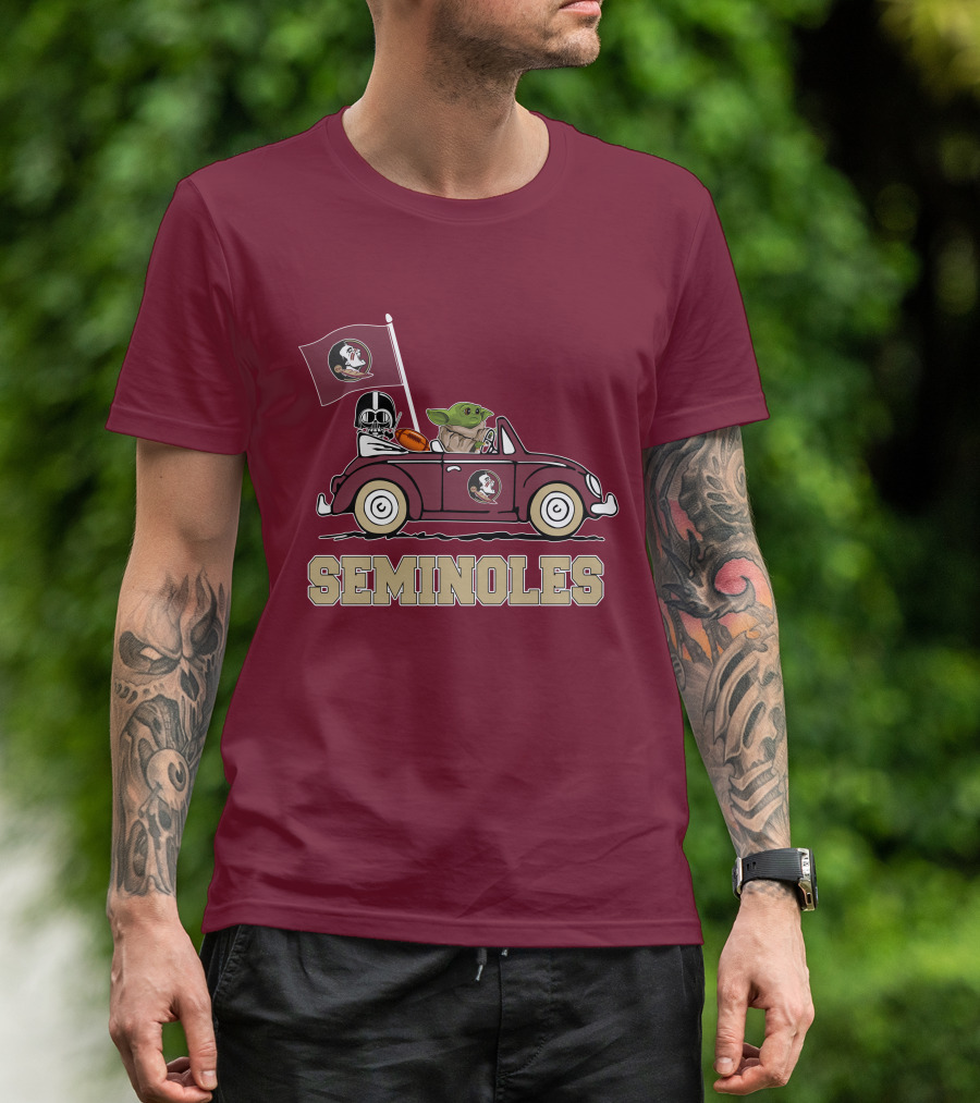 Seminoles Darth Vader Baby Yoda Driving Florida State Star Wars T-Shirt