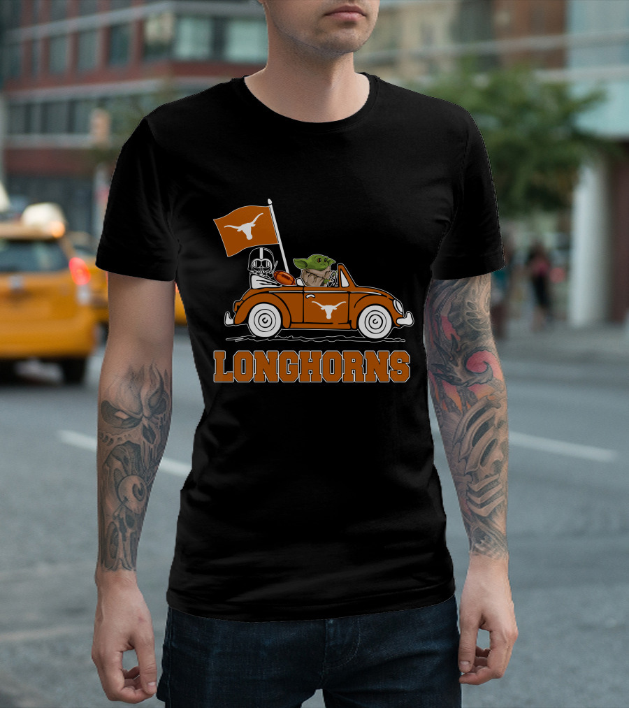 Longhorns Darth Vader Baby Yoda Driving T-Shirt