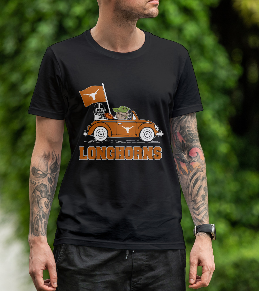 Longhorns Darth Vader Baby Yoda Driving T-Shirt