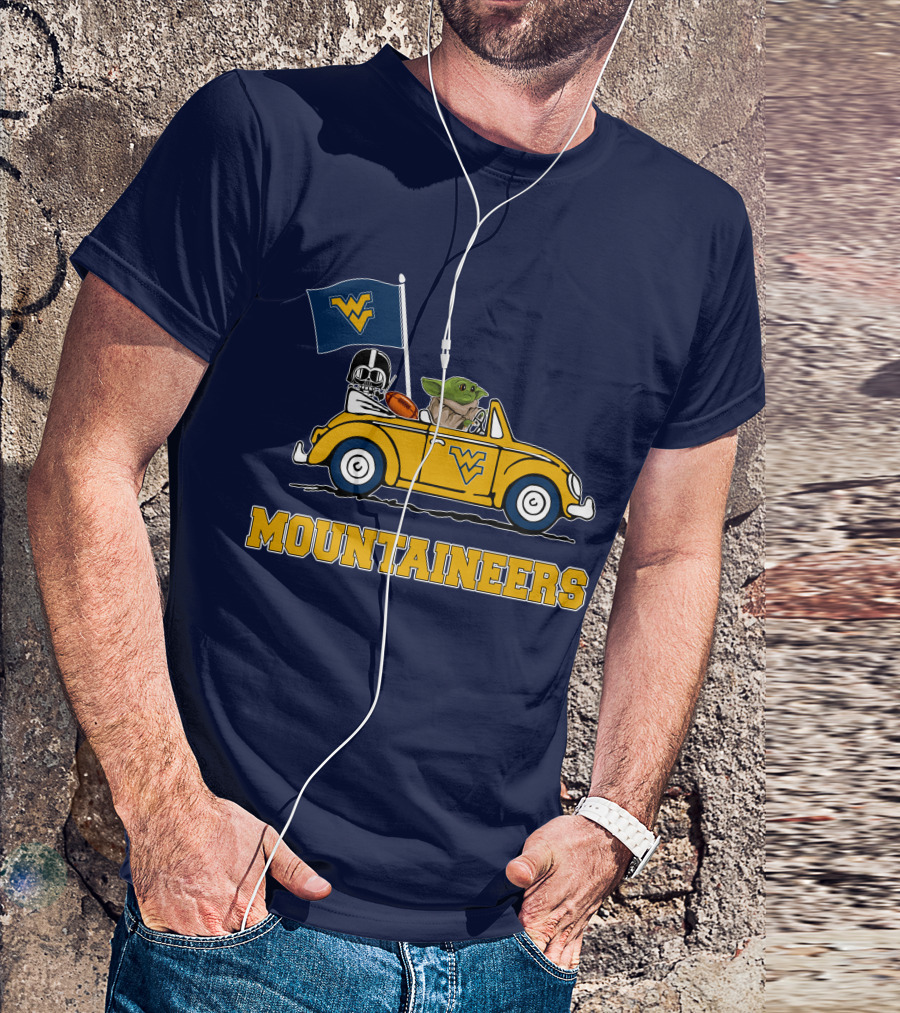 Mountaineers WVM Driving Featuring Baby Yoda And Football Helmet T-Shirt