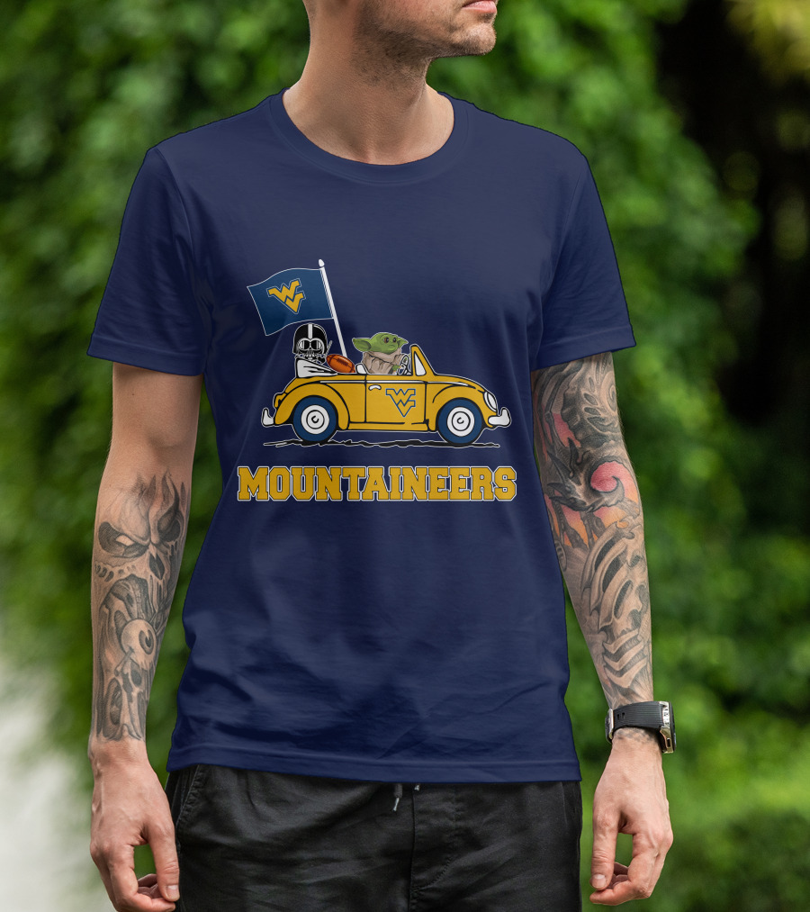 Mountaineers WVM Driving Featuring Baby Yoda And Football Helmet T-Shirt
