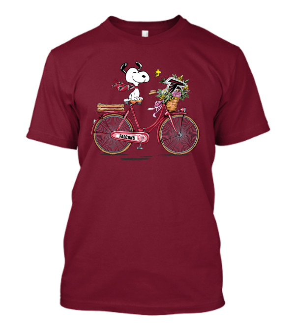 Atlanta Falcons Snoopy Woodstock Bicycle Adventure T-Shirt