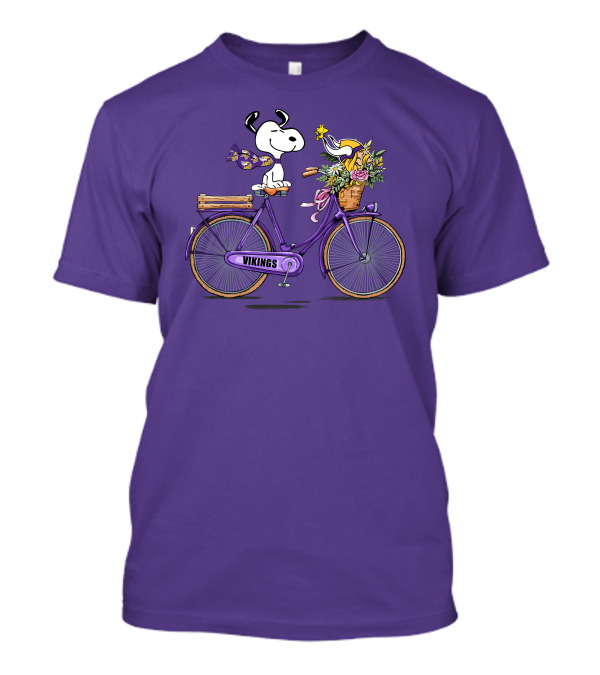 Minnesota Vikings Snoopy Woodstock Bicycle Adventure T-Shirt