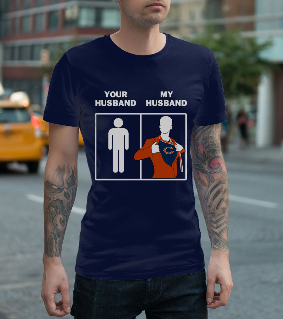 Chicago Bears My Husband Superman Logo Parody Your Husband T-Shirt