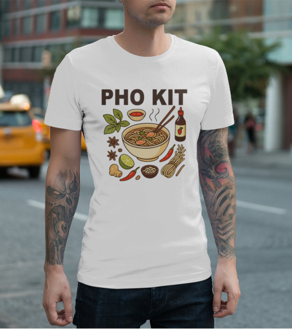 Pho Kit Noodle Bowl With Ingredients And Chopsticks T-Shirt