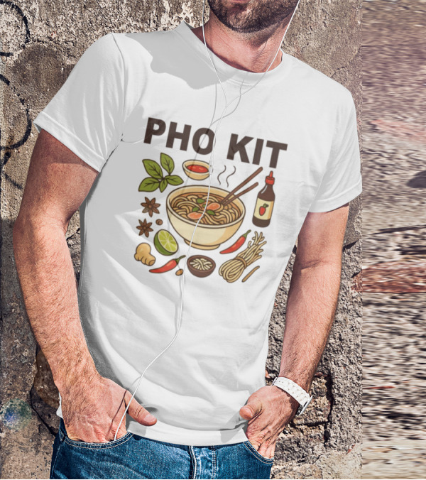 Pho Kit Noodle Bowl With Ingredients And Chopsticks T-Shirt