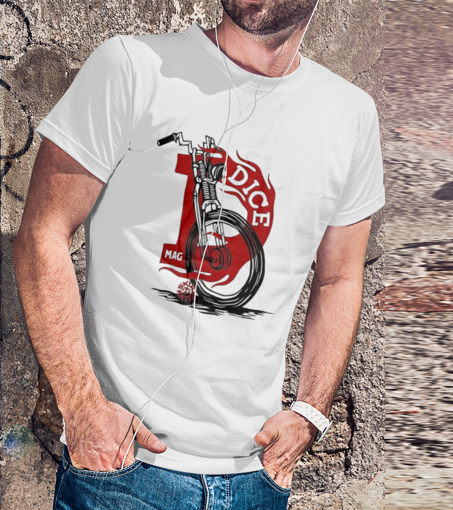 Dice Magazine Skud Arts Motorcycle Flame T-Shirt
