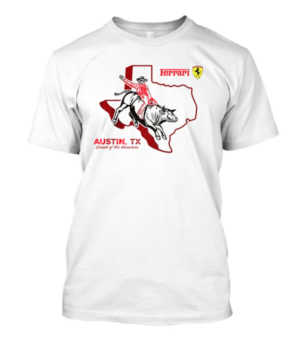 Ferrari Austin Texas Circuit Of The Americas Bull Rider Map Icon T-Shirt