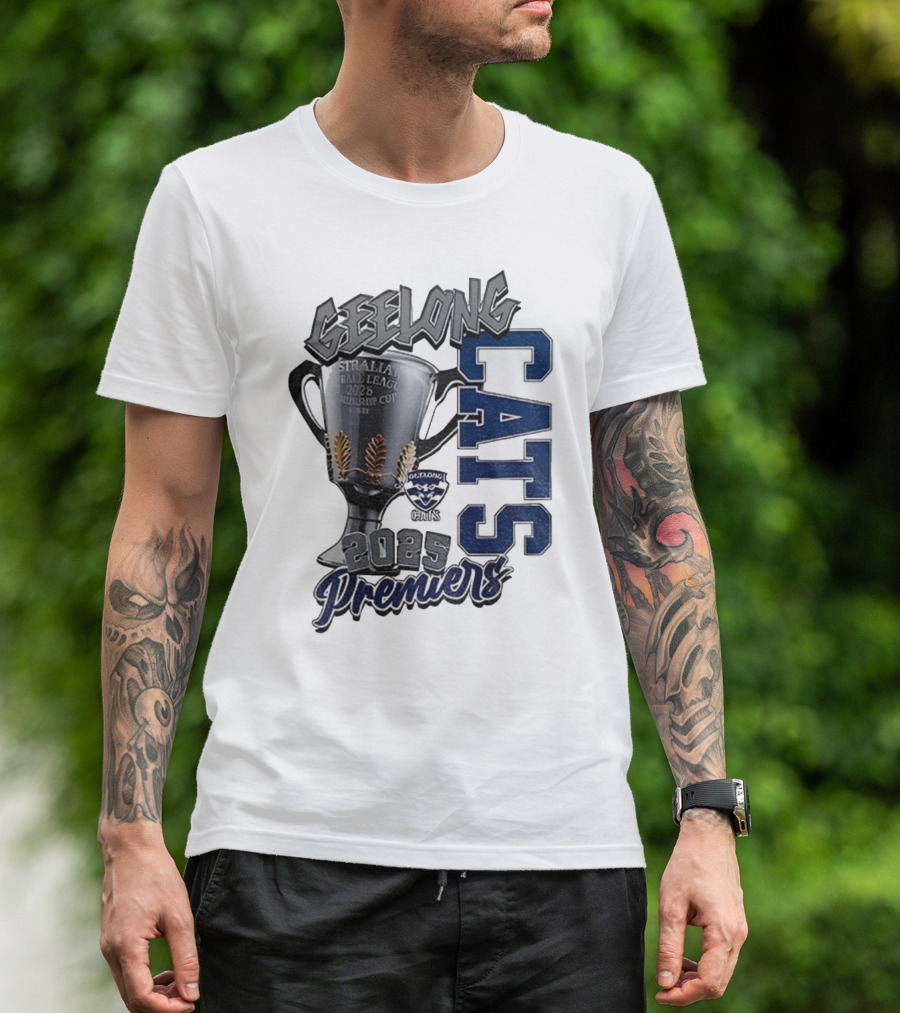 Geelong Cats AFL Premiers 2025 Champions Cup Football T-Shirt