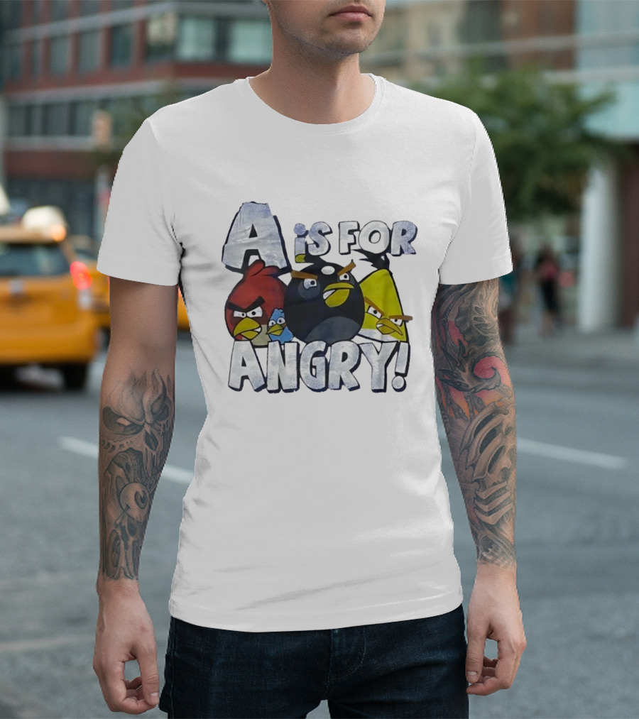 A Is For Angry Birds Characters Text Design T-Shirt