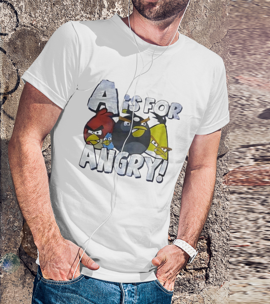A Is For Angry Birds Characters Text Design T-Shirt