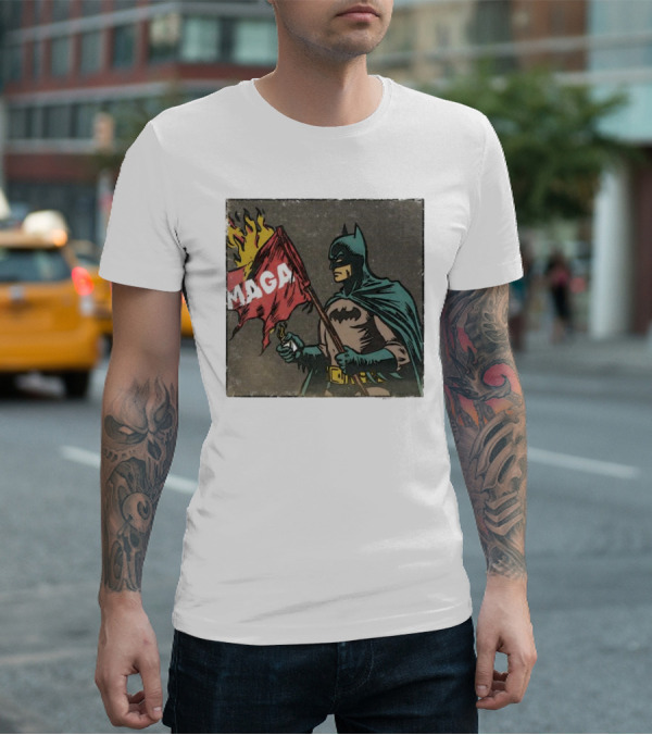 "Cult Of The Batman Holding Burning MAGA Flag" T-Shirt