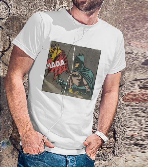 "Cult Of The Batman Holding Burning MAGA Flag" T-Shirt